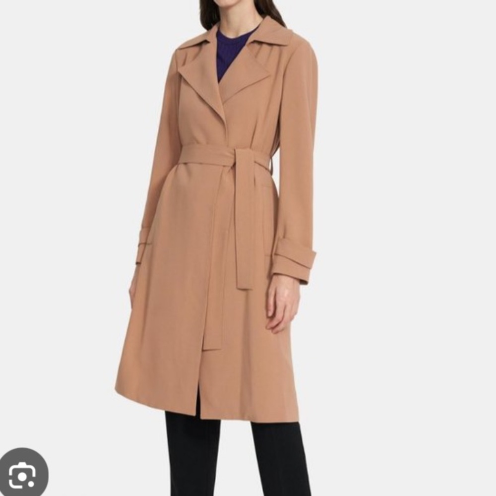 NWT Theory Oakland B Large Dark Chestnut Maxyne Crepe Womens 🧥